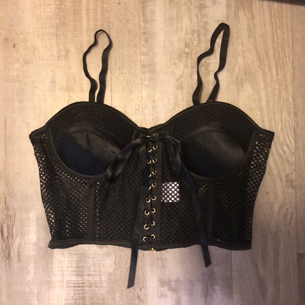 Charlotte Russe black mesh bralette bustier